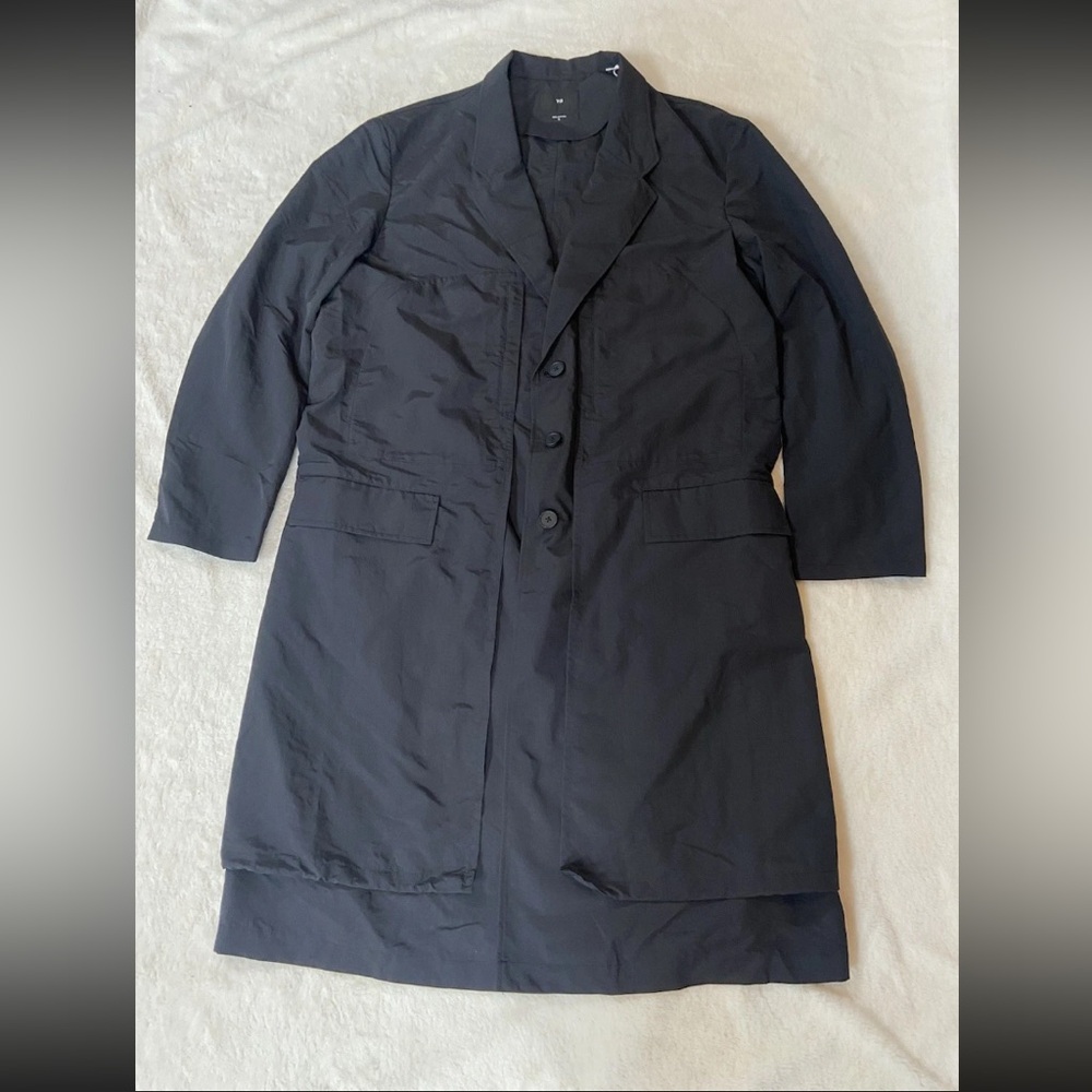 Adidas Y3 Yohji Yamamoto Black Size XL Long Nylon Overcoat Designer Oversized